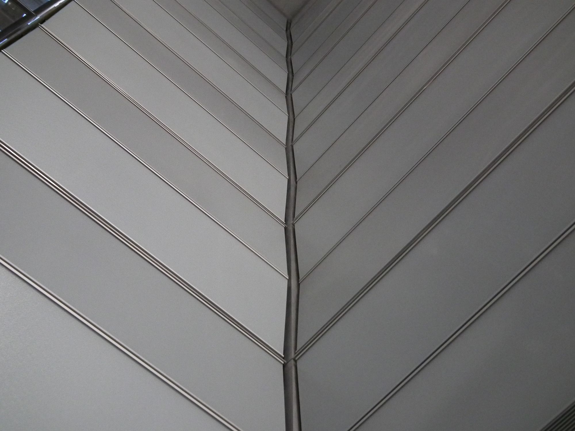 Looking up along the join between and end wall and a side wall, to accentuate the wiggliness.
